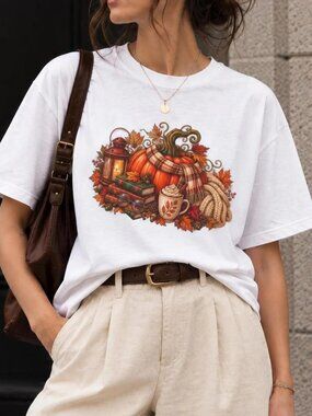 Autumn T-Shirt, Pumpkin Shirt, Halloween Tee, Cozy Fall Shirt, Thanksgiving Tee